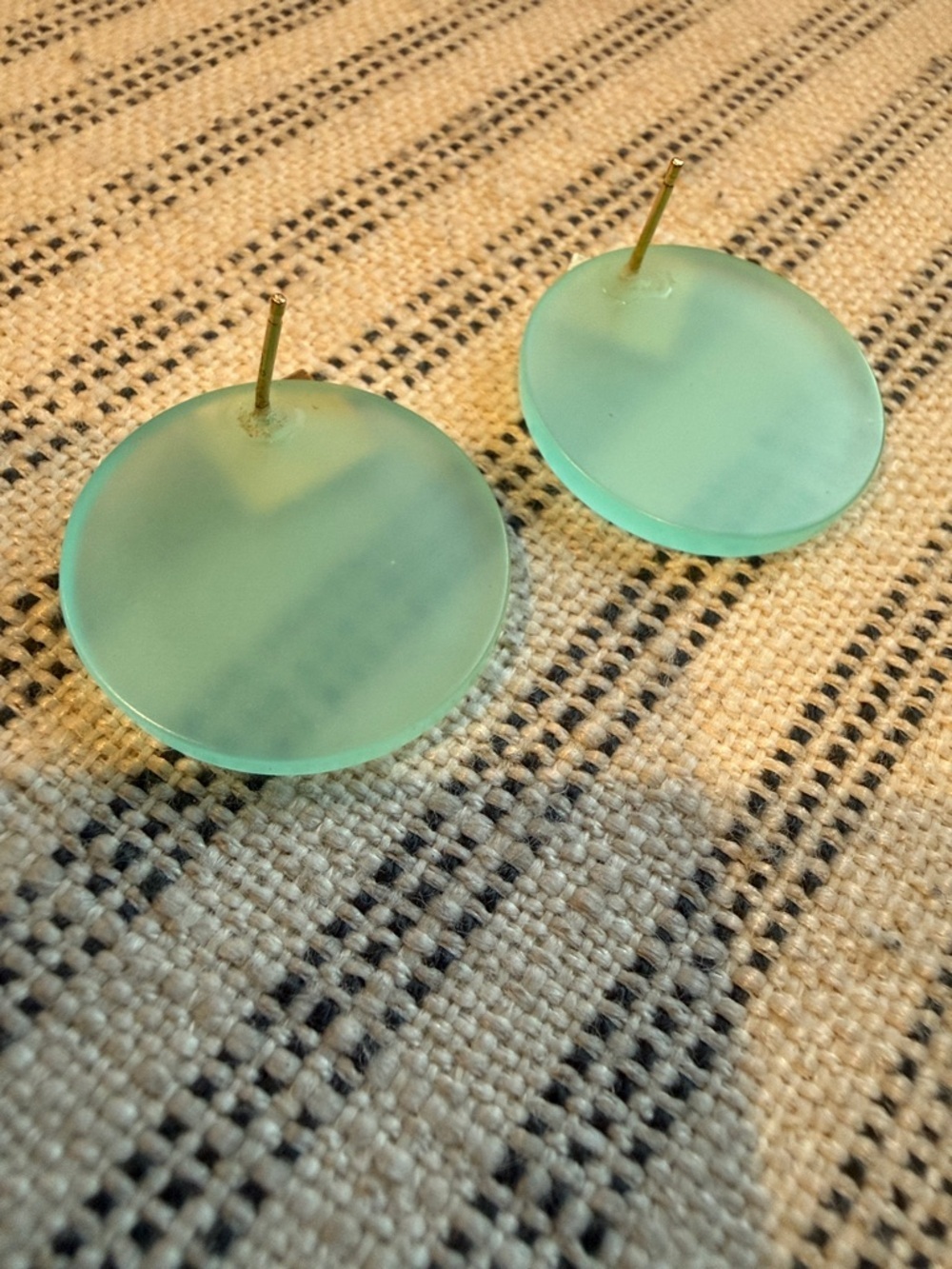Gold Accent Mint Green Round Drop Earrings - Picture 3 of 4